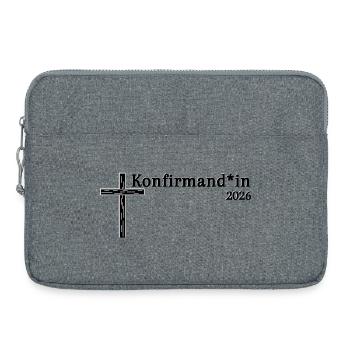 gendergerechte Konfirmation 2026 feiern Kreuz - Laptoptasche 15" - Grau meliert - Vorne