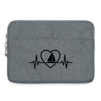 Herz Katamaran – Leidenschaft Segeln - Laptoptasche 15" - Grau meliert - Vorne