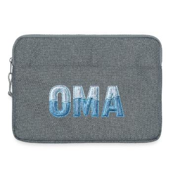 Oma Denim Schriftzug Patchwork Trend - Laptoptasche 15" - Grau meliert - Vorne