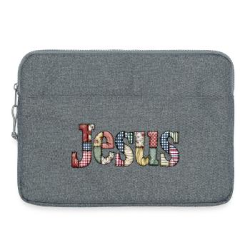Lettrage Jésus en patchwork - Sacoche pour ordinateur portable 15 pouces - gris chiné - Devant