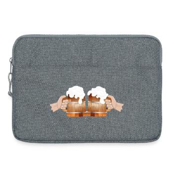 two filled beer mugs To toast Cheers - Laptop bag 15" - heather grey - Front