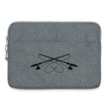 Kreuzende Angelruten Silhouette - Laptoptasche 15" - Grau meliert - Vorne