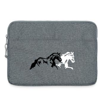 Chevaux Etalon Jument Poulain - Sacoche pour ordinateur portable 15 pouces - gris chiné - Devant