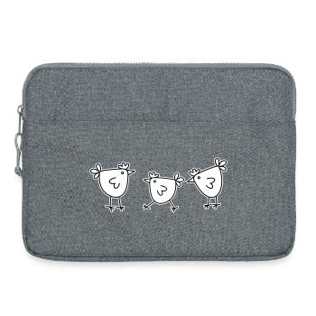 3 Hühner Hennen Federvieh - Laptoptasche 15" - Grau meliert - Vorne