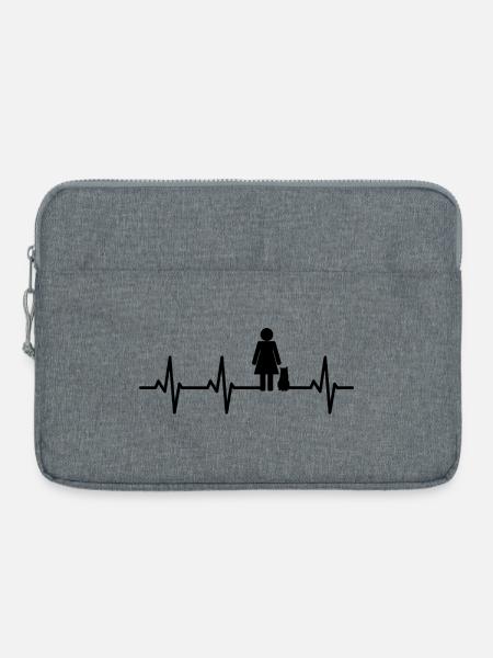 Katzenmutter Herzlinie - Laptoptasche 15" - Grau meliert