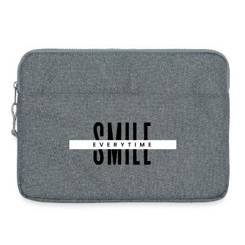 Smile Everytime – Minimal Positive Typography - Laptop bag 15" - heather grey - Front