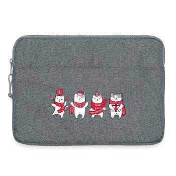 Chat à Noël - Sacoche pour ordinateur portable 15 pouces - gris chiné - Devant