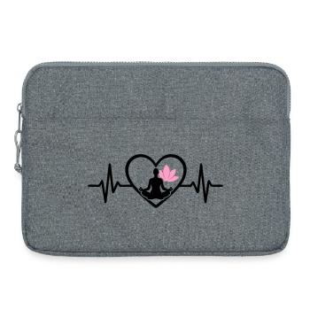 Yoga Coeur Femme Silhouette Lotus Bien-être - Sacoche pour ordinateur portable 15 pouces - gris chiné - Devant