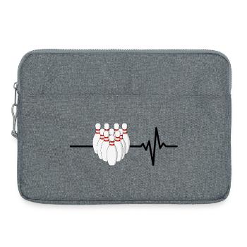 Le bowling, c’est ma vie, battement de cœur, coup - Sacoche pour ordinateur portable 15 pouces - gris chiné - Devant
