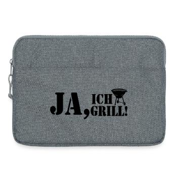 Grillkönig, Grillen, BBQ, Ja ich Grill (25) - Laptoptasche 15" - Grau meliert - Vorne