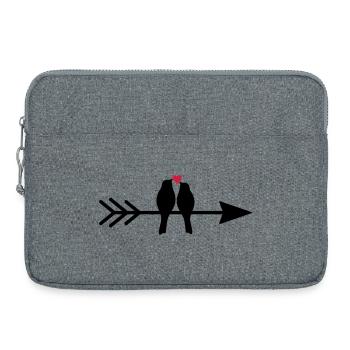 Vogel Vögel Herz Paar auf Pfeil Geschenk Liebe - Laptoptasche 15" - Grau meliert - Vorne
