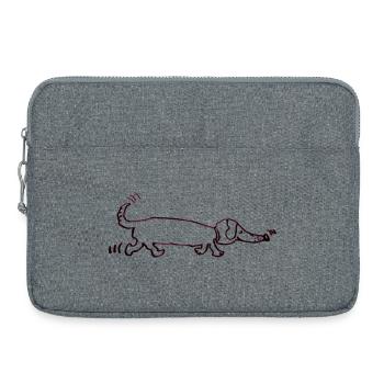 witziger Dackel, Teckel, Hund, Dachshund - Laptoptasche 15" - Grau meliert - Vorne