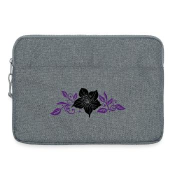 Lily with leaves and floral ornament. - Laptop bag 15" - heather grey - Front