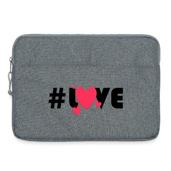 Rote Herzen auf schwarzem Hintergrund - Laptoptasche 15" - Grau meliert - Vorne