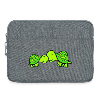 2 turtles cuddling sweet kissing couple love team - Laptop bag 15" - heather grey - Front