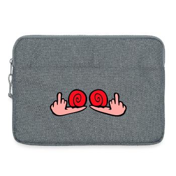 Schnecke Mittelfinger Beleidigung Wichser Fuck You - Laptoptasche 15" - Grau meliert - Vorne