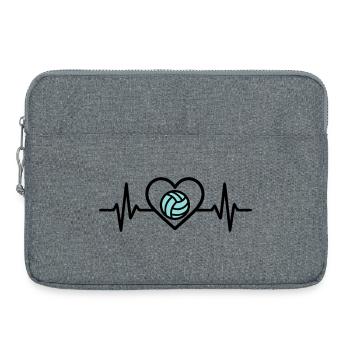 Volley-ball de cœur – Passion pour les sports d’équipe - Sacoche pour ordinateur portable 15 pouces - gris chiné - Devant