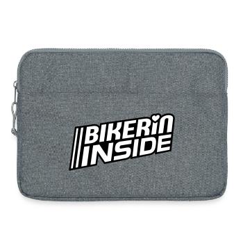 Bikerin inside Schriftzug (Farben änderbar) - Laptoptasche 15" - Grau meliert - Vorne