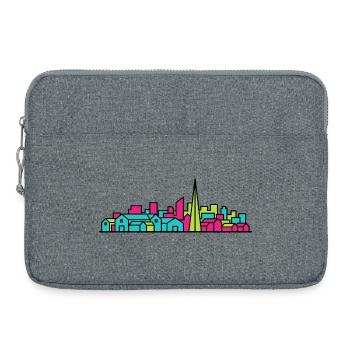 Silhouette moderne de la ligne d’horizon de Livingston City - Sacoche pour ordinateur portable 15 pouces - gris chiné - Devant