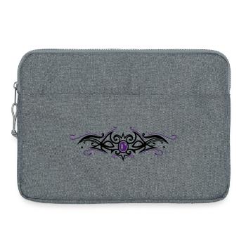 Tribal Tattoo ornament with gemstone. - Laptop bag 15" - heather grey - Front