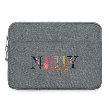Nom NELLY décoré de fleurs - Sacoche pour ordinateur portable 15 pouces - gris chiné - Devant