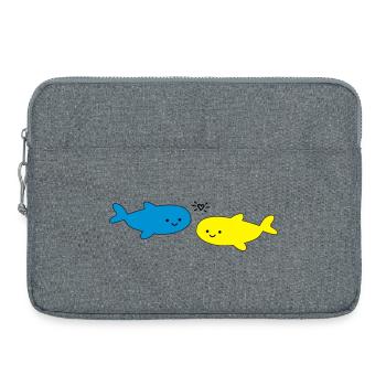 Fröhliche Fische Blau Gelb - Laptoptasche 15" - Grau meliert - Vorne