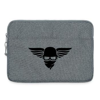 Motorradhelm mit Flügel, Bikerhelm und Bikerbrille - Laptoptasche 15" - Grau meliert - Vorne