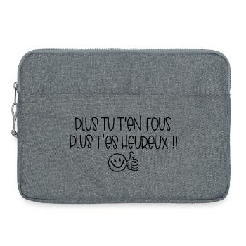 Happy Happiness Quote Humor Funny Phrase - Laptop bag 15" - heather grey - Front