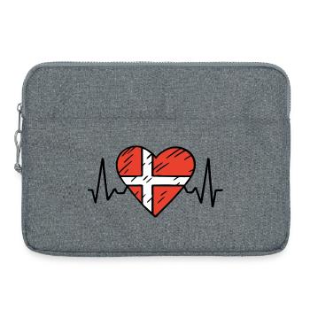 Danemark Heartbeat Line Drapeau danois Love Design - Sacoche pour ordinateur portable 15 pouces - gris chiné - Devant