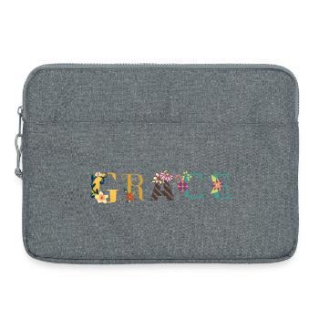 GRACE Name Art With Flowers Embroidered - Laptop bag 15" - heather grey - Front
