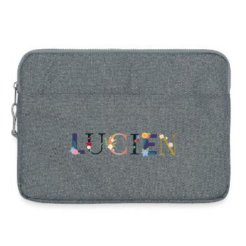 LUCIEN Name mit Blumen geschmückt - Laptoptasche 15" - Grau meliert - Vorne