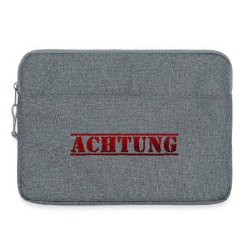 Achtung, Schriftzug, schwarz rot - Laptoptasche 15" - Grau meliert - Vorne