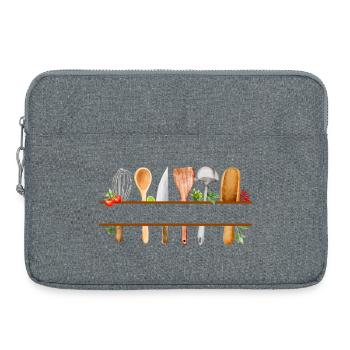 Cadeau cuisine watercolor personnalisé  - Sacoche pour ordinateur portable 15 pouces - gris chiné - Devant