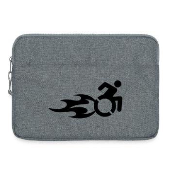 Wheelchair user with flames # - Laptop bag 15" - heather grey - Front