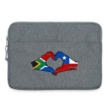 Afrique du Sud Chili drapeau mains forme de coeur utilisé - Sacoche pour ordinateur portable 15 pouces - gris chiné - Devant