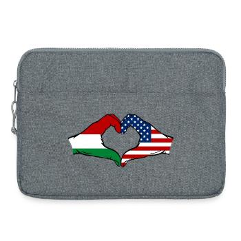 Ungarn USA Flagge Haende Herzform - Laptoptasche 15" - Grau meliert - Vorne