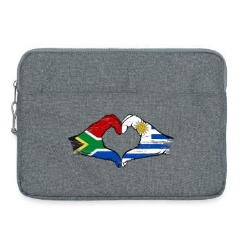 Afrique du Sud Uruguay Drapeau Mains Coeur Utilisé - Sacoche pour ordinateur portable 15 pouces - gris chiné - Devant