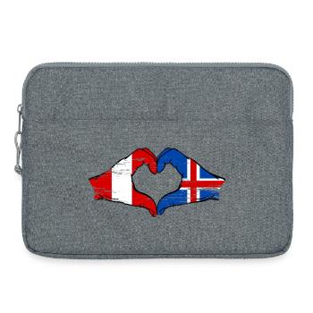 Peru Island Flag Hands Heart Shape Used - Laptop bag 15" - heather grey - Front
