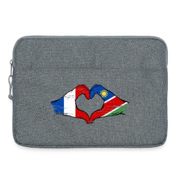 Drapeau de la France Namibie Coeur utilisé - Sacoche pour ordinateur portable 15 pouces - gris chiné - Devant