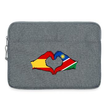 Spanien Namibia Flagge Hände Herzform - Laptoptasche 15" - Grau meliert - Vorne