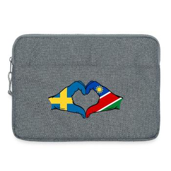 Schweden_Namibia_Flagge_Haende_Herzform - Laptoptasche 15" - Grau meliert - Vorne