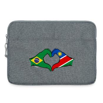 Brésil Palestine Drapeau Mains Coeur Forme - Sacoche pour ordinateur portable 15 pouces - gris chiné - Devant