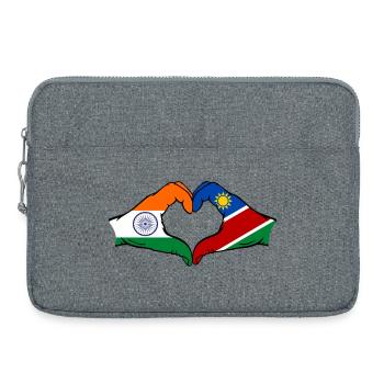 Drapeau de l'Inde et de la Namibie en forme de cœur - Sacoche pour ordinateur portable 15 pouces - gris chiné - Devant