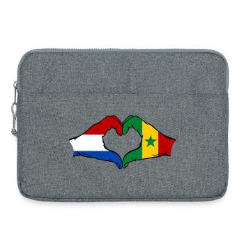 Drapeau des Pays-Bas et du Sénégal en forme de cœur - Sacoche pour ordinateur portable 15 pouces - gris chiné - Devant
