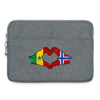 Senegal Norwegen Flagge Hände Herzform used - Laptoptasche 15" - Grau meliert - Vorne