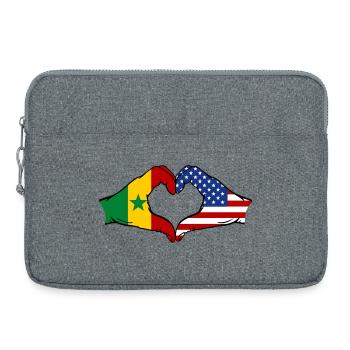 Senegal USA Flag Hands Heart Shape - Laptop bag 15" - heather grey - Front