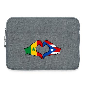 Sénégal Porto Rico drapeau mains forme de coeur utilisé - Sacoche pour ordinateur portable 15 pouces - gris chiné - Devant