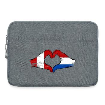 Peru Holland Flag Hands Heart Shape Used - Laptop bag 15" - heather grey - Front