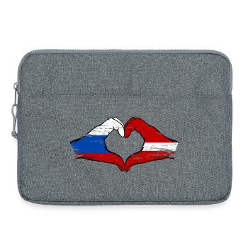 Russland Lettland Flagge Hände Herzform - Laptoptasche 15" - Grau meliert - Vorne