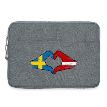 Schweden Lettland Flagge Herz used - Laptoptasche 15" - Grau meliert - Vorne